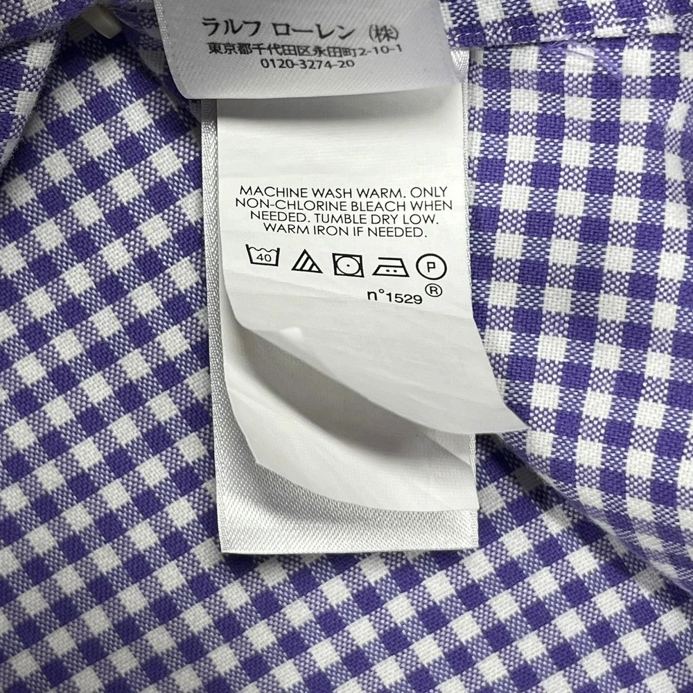 Polo Ralph Lauren Button Down Shirt Mens XXL Purple Gingham Check Preppy *Flaw